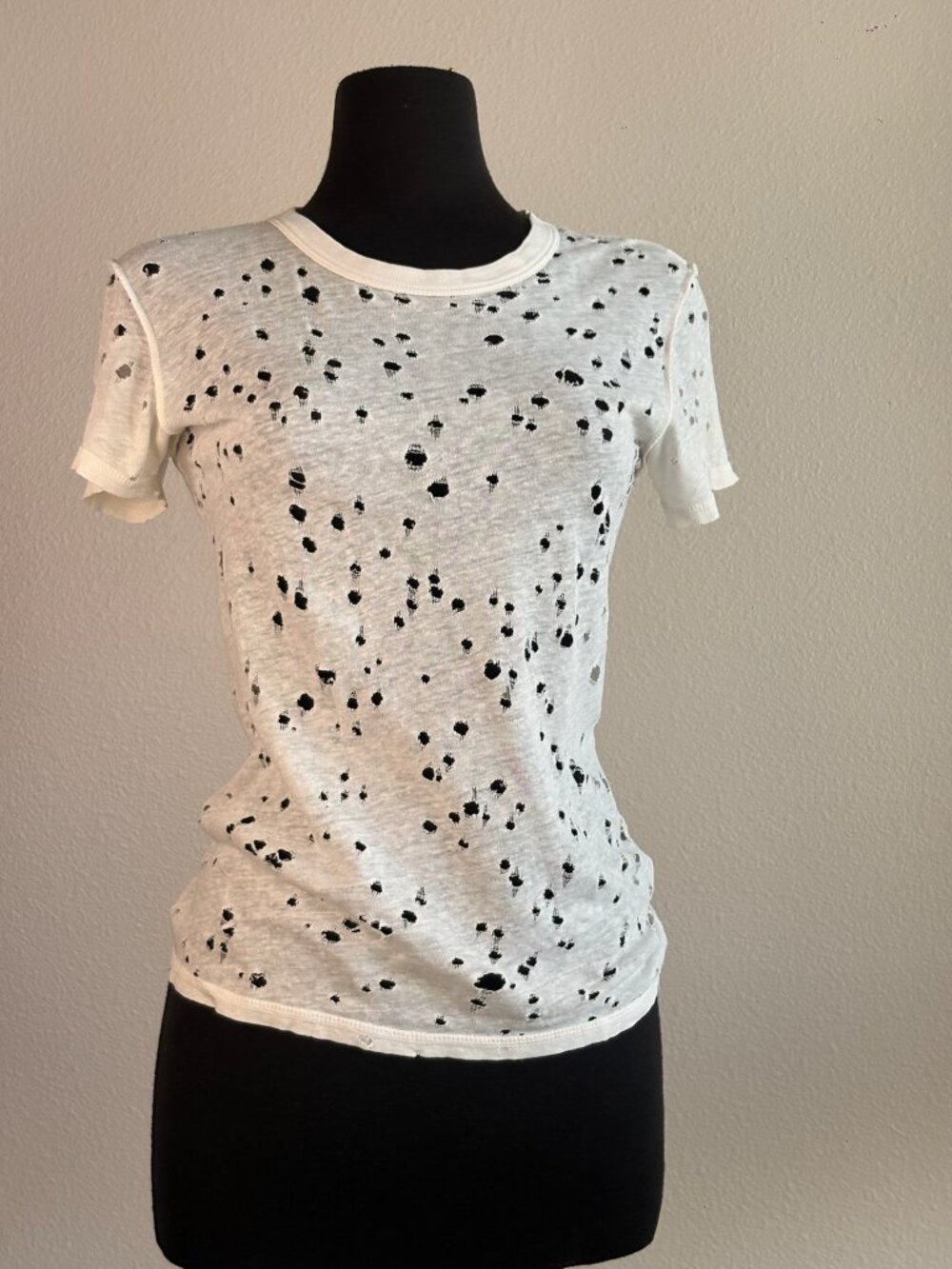 NSF White Distressed Destroyed Hole Tee Y2K Grunge T-Shirt
